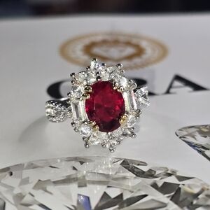 Elegant Silver and Red Gemstone Ring